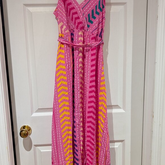 *NEW* CUPSHE Pink V-Neck Belted Maxi Dress Medium - Picture 4 of 4